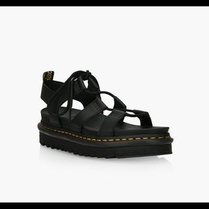 Dr. Martens Black Leather Lace-Up Platform (Nartilla) Gladiator-style sandal A++